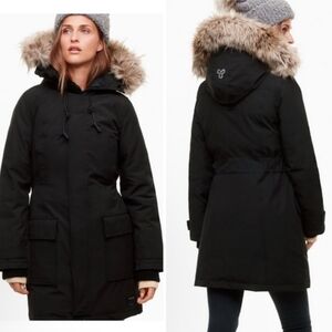 TNA Black Ski & Snow Jacket with Fur Hood